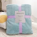 Weiche hellblaue Ananas-Gitter-Fleecedecke mit eleganter lila Bandschleife Geschenk - Geschenkbox / Hellwasserblau