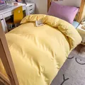 Juego de cama de 3 piezas de algodón lavado estilo japonés en amarillo y púrpura - Amarillo Limón + Azul Baybay (0235) / Juego de 3 Piezas de 1.2m