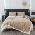 Gemütliches dickes Sherpa-Heizdecke-Set in Beige - Khaki