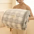 Verdichtete Milchfleece Decke kuschelige karierte Wohndecke warme Flanelldecke fuer Bett weich - Schatten - Mehrkariertes Grau