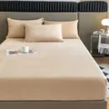 Juego de sábanas bajeras de vellón de leche beige premium 3 piezas para invierno - Albaricoque