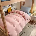 Juego de cama de algodón lavado rosa estilo japonés para dormitorio de estudiantes - Rosa Chica + Azul Gris Claro (0235) / Juego de 3 Piezas de 1.2m