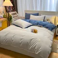 Japanisches Bettwäsche-Set aus gewaschener Baumwolle mit blau-weißen Streifen - Blau-weiße feine Streifen
