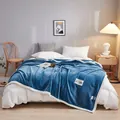 Cozy blue milk velvet thickened fleece blanket for winter bedding lifestyle view - Large Gift Box / Lake Blue