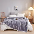 Warm and thick grey milk velvet flannel blanket for winter with decorative white border - Large Gift Box / Premium Grey