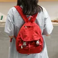 Japanese retro red canvas backpack featuring durable washed fabric for casual lifestyle - Red