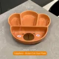 Assiette divisée en céramique marron en forme de patte de chat capybara mignon - Assiette Divisée Patte de Chat Seule / Marron