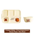 Süßes Capybara Keramik-Set mit 5-Fach-Teller und Schüssel in Cremegelb - Teller & Schüssel Set / Milchgelb