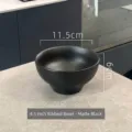 Elegant 4.5-inch matte black ceramic rice bowl with ribbed texture and 350ml capacity - 4.5-Inch Ribbed Bowl / Matte Black