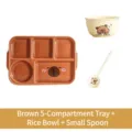 3-teiliges Capybara-Keramik-Geschirrset in Braun mit geteiltem Teller, Schüssel und Löffel - Plate, Bowl & Spoon Set / Hellbraun