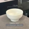 Premium 6-inch matte white ceramic bowl featuring elegant spiral texture, 600ml capacity - 6-Inch Ribbed Bowl / Frosted White