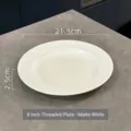 Assiette en céramique blanc mat minimaliste de 8 pouces avec motif en spirale pour steaks - Assiette Plate Spirale / 8 pouces / Blanc dépoli