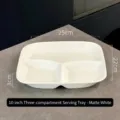 10-inch matte white ceramic 3-compartment divided plate for portion control meals - 10-Inch 3-Compartment / Frosted White