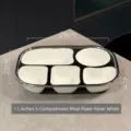Plateau de service divisé en céramique de 11 pouces avec 5 compartiments en argent - Assiette 11 Pouces 5 Compartiments / Argent Blanc