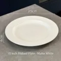 Assiette en céramique blanc mat minimaliste de 10 pouces, bord spirale, 25cm diamètre - Assiette Plate Spirale / 10" / Blanc dépoli