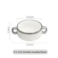 Minimalist 4.5 inch white ceramic soup bowl with double handles and elegant silver rim - 4.5 Inch / White (Silver Edge)