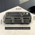 12 inch matte black ceramic 5-compartment divided dinner plate for portion control - 12-Inch 5-Compartment / Matte Black