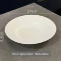 9-inch minimalist matte white ceramic spiral plate with dimension marks 24cm by 4.3cm - Spiral Hat Plate / 9 inch / Frosted White