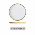 Sottopiatto in ceramica bianca da 6 pollici con elegante bordo dorato per servire - Misura 6 Pollici / Bianco con Finiture Dorate