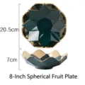 Eleganter 8-Zoll Smaragdgrün Keramik Obstkorb mit Goldrand, Durchmesser 20,5 cm, Höhe 7 cm - 8 Zoll Größe / Dunkelgrün