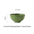Bol en céramique de style français de 4,5 pouces avec relief en vert forêt profond - Bol en Relief 4,5 Pouces (4982050057985) / Vert Français