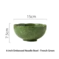 Élégant bol en céramique gaufré de 6 pouces de style français en finition vert forêt - Bol en Relief 6 Pouces (4982050057986) / Vert Français