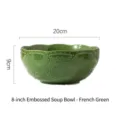 Bol à soupe en céramique relief vert français de 8 pouces avec motifs floraux - Bol en Relief 8 Pouces (4982050057987) / Vert Français