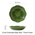 Assiette creuse en céramique gaufrée style vintage français, 8 pouces, vert mousse - Assiette Creuse Relief 8 Pouces (4982050057988) / Vert Français
