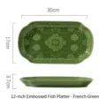 Plat à poisson en céramique embossé 12 pouces vert français - Assiette à Poisson Relief 12 Pouces (4982050057989) / Vert Français