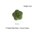 Coupelle à sauce en céramique gaufrée verte en forme de fleur, plat de 4 pouces - Soucoupe Relief 4 Pouces (4982050057990) / Vert Français