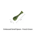 Petite cuillère en céramique vert français avec relief, longueur 13cm et largeur 4cm - Petite Cuillère en Relief / Vert Français