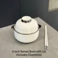 Elegant 6-inch white ceramic bowl with silver rim, matching lid, and white chopsticks set - 6-Inch Bowl With Lid and Chopsticks Set
