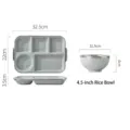 Service de table 2 pièces en céramique grise bordée d'argent, assiette et bol 4,5" - Assiette Divisée et Bol / Assiette Divisée 12 Pouces / Gris à Bord Argenté