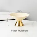 Modern 7 inch minimalist ceramic fruit bowl with an elegant gold pedestal base - 7" / Matte Yellow