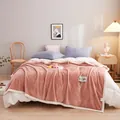 Cozy soft pink milk velvet plush throw blanket for winter warmth on a bed setting - Large Gift Box / Khaki