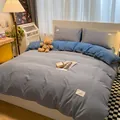 Japanischer Stil blau weiß gestreiftes gewaschenes Baumwoll Bettwäsche Set für Betten - Denim Blaue Streifen