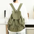 Minimalist olive green nylon drawstring backpack with pleated design for casual daily use - Army Green