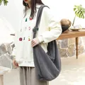 Casual dark grey corduroy crossbody bag with a unique knotted strap detail - Gray