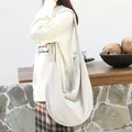 Minimalist large-capacity corduroy hobo shoulder bag in a soft cream beige color - Apricot