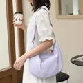 Trendy minimalist light purple pleated nylon crossbody bag for women in a casual style - Purple