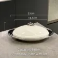 Assiette à poisson créative en céramique blanche de 9 pouces avec couvercle et bord argenté - Plat de 9 Pouces Avec Couvercle / 1 Pièce