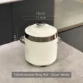 Modern 750ml ceramic stew pot with lid and double handles in elegant silver-white finish - 750ml Double-handled Pot - Silver White