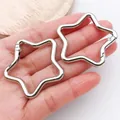 Silver star-shaped metal spring clasps for DIY jewelry making and keychain accessories - Pentagram Dog Clip Keychain / 1 Piece (40.5x41mm) / White Gold
