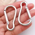 Pair of premium silver plated metal carabiner lobster hooks for DIY jewelry key rings - Gourd-Shaped Carabiner Keychain / 1 Piece (47x24mm) / White Gold