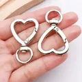 Silver heart-shaped swivel lobster clasp connector for DIY jewelry accessories - Heart Lobster Clasp (24787) / 1 Piece (42x26x5mm) / White Gold