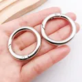 Two polished silver metal spring snap rings for DIY jewelry and keychain accessories - Round Spring Hook (25832) / 1 Piece (35mm) / White Gold