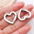 Silver heart-shaped metal spring gate carabiner for DIY jewelry keychain making - Heart-Shaped Dog Clip Keychain / 1 Piece/Pack (21x22mm) / White Gold