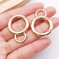 Dos cierres de anillo de resorte redondos bañados en oro de 18K para crear joyas DIY - Cierre de Langosta Redondo con Anillo (26623)