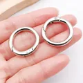 Par de mosquetones circulares de resorte plateados para llaveros y bolsos DIY manual - Gancho de Resorte Redondo (25846)