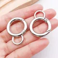 Anillos de resorte redondos plateados para manualidades de joyería y llaveros DIY - Cierre de Langosta Redondo con Anillo (26624)